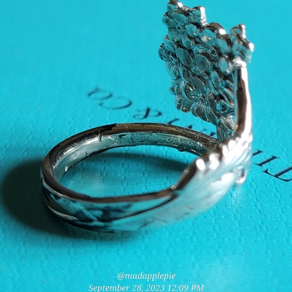 1885 Tiffany & Co. Forget Me Not Spoon Ring in Sterling(Spoon by T&Co.) #4 - Picture 7 of 17